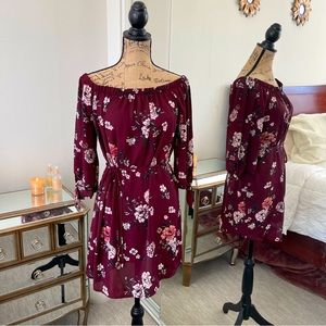 Maroon floral dress